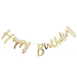Banner Happy Birthday auriu 1m