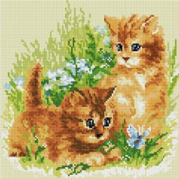 Set goblen cu diamante, cu sasiu, Vanatoare de fluturi 30x30 cm