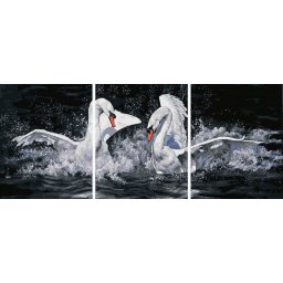 Set 3 picturi pe numere, cu sasiu, Dansul iubirii, 50x120 cm