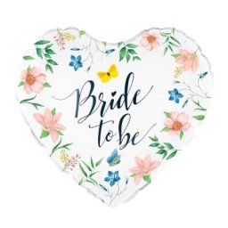Balon folie inima , zBride to be, petrecerea burlacitelor cu flori si fluturasi, 45 cm