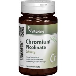 Picolinat de crom 200 mcg, 100 comprimate, VitaKing