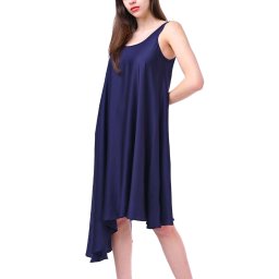IOANNA KOURBELA Rochie "Silky Moments" Asymmetrical Sleeveless Dress 23265 13267-navyblue