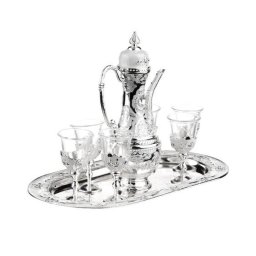 Set 6 Pahare Cu Picior Pentru Tarie Din Sticla Cu Carafa Cadou Casa Noua