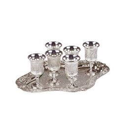 Set 6 pocale pentru tarie argintate cu finisaj elegant filigranat