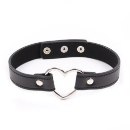 Fetish Addict Collar with Heart Shaped Hoop Adjustable 41,5cm Black