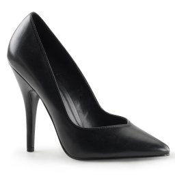 Pleaser Seduce-420V Blk Faux Leather 43