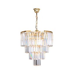 Lustră de cristal pe cablu AMEDEO 5xE14/40W/230V Zuma Line 17106/4+1-GLD
