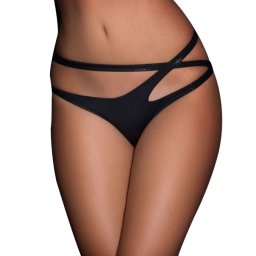 Queen Lingerie Crossed Double Strap Panties Black L/XL