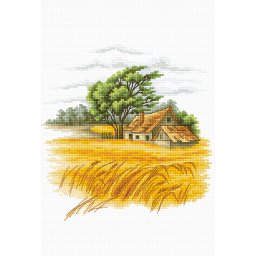 Set de brodat in cruciulita, Peisaj, 19x19,5 cm