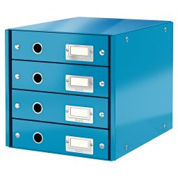 Suport cu 4 sertare, din carton laminat, LEITZ Click & Store - albastru