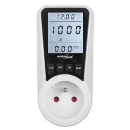 Priza cu contor de energie GB350 E, Display Digital LCD, Monitorizare Consum Energetic, Putere maxima 3680W, Alb
