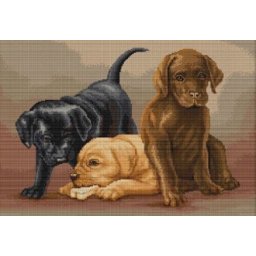 Set goblen de cusut, cu diagrama, Catelusii, 25,5x18cm