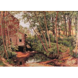 Set goblen de cusut, cu diagrama, Moara in padure, 34,5x24cm