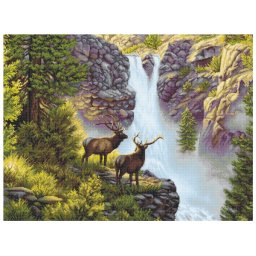 Set goblen de cusut, cu diagrama, La cascada, 36x26cm