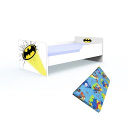 Pat tineret Batman 140x70 cu saltea inclusa 2-8 ani