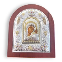 Icoana Fecioara Maria cu Pruncul placata cu aur si argint Made in Grecia Meteora 18 cm x 22 cm