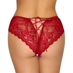 Cottelli Panty Crotchless with Floral Lace 2310970 Red XL