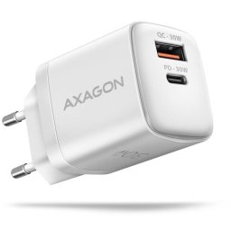 Incarcator retea AXAGON ACU-PQ30W, PD 3.0, QC 4+, 1x USB-C, 1x USB-A, 30 W, Alb