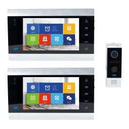 Interfon video inteligent PNI SafeHome PT720MW cu 2 monitoare, WiFi, HD, P2P, monitor interior, aplicatie dedicata Tuya Smart, I