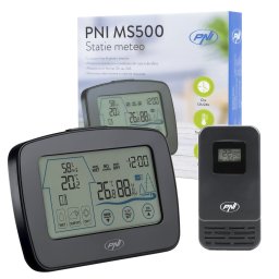 Statie meteo PNI MS500 cu senzor extern fara fir, afiseaza temperatura si umiditatea interioara si exterioara, memorie valori cl