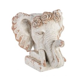 Ghiveci flori ceramica alba maro Elefant 48x38x43 cm