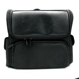Geantă pentru cosmetice neagră, compartimentată, textil, cu mâner