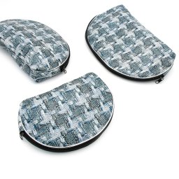 Set 3 genți pentru cosmetice, imprimeu carouri, culoare verde