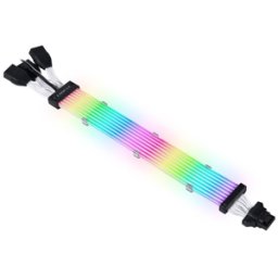 Cablu prelungitor RGB adresabil Lian Li Strimer Plus V2 de la 3x8 pini PCIe la 12VHPWR 16 pini VGA, 8 benzi iluminare LED, PW168-8PV2