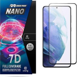 Folie de sticlă hibridă 9H, rezistentă la spargere, Crong 7D Nano Flexible Glass, pentru tot ecranul Samsung Galaxy S21+