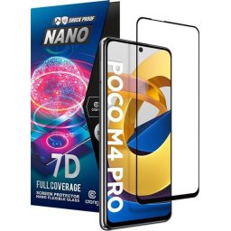 Folie de sticlă hibridă 9H, rezistentă la spargere, Crong 7D Nano Flexible Glass, pentru tot ecranul POCO M4 Pro 5G