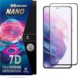 Folie de sticlă hibridă 9H, rezistentă la spargere, Crong 7D Nano Flexible Glass, pentru tot ecranul Samsung Galaxy S21