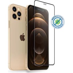 Folie de sticlă securizată antibacteriană 9H Crong 3D Armour Glass, pentru tot ecranul Apple iPhone 12 Pro Max + ramă de instalare
