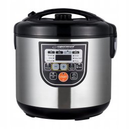 Multicooker, Esperanza, 11 functii programabile, 25.5 x 31cm, 860W, 5L, Argintiu