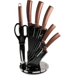Set de cutite cu suport BH 2561, 8 bucati, culoare rose gold