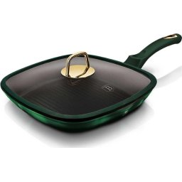 Tigaie grill cu capac 28cm Emerald, aluminiu forjat, cu inductie
