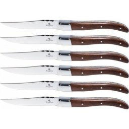 Set de cutite Inox/Lemn, 6 piese, Maro/Gri