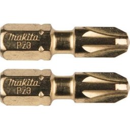 Set 2 bucati cu varfuri pentru surubelnite cu impact Pozidriv PZ3/25mm, GOLD IMPACT
