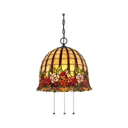 Quoizel QZ-ROSECLIFFE-P - Candelabru Tiffany suspendat pe lanț ROSECLIFFE 3xE27/100W/230V