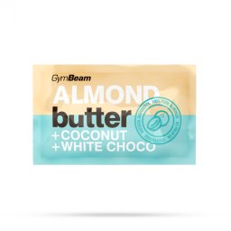 GymBeam Mostră de unt de migdale cu nucă de cocos și ciocolată albă 30 g