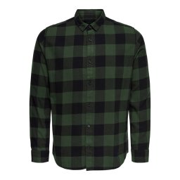 Only & Sons Cămașă verde închis / negru