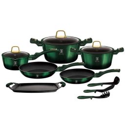 BERLINGER HAUS 12-piece pot set BH/6066 Emerald Collection, dark green, metallic