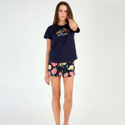 Pijamale Dama Pantalon Scurt Vienetta, Model 'Live Your Dream' Blue