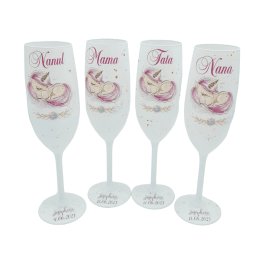 Set 4 pahare personalizate botez, Baby Unicorn, pentru parinti si nasi - FEIS305009