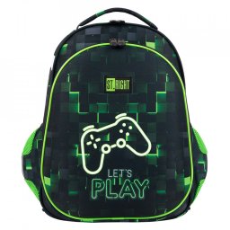 Ghiozdan Prescolari si Scolari cu 2 Compartimente, St.Majewski, Ergonomic, Impermeabil, Elemente Reflectorizante, Ajustabil pe Inaltime, Colectia St.Right - Dark Game HB01 39x29x17cm