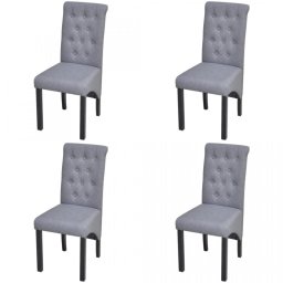4 Scaune bucătărie, material textil, cu spătar înalt, gri închis