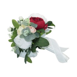 Buchet mireasa cu flori de matase, bujori albi - ILIF305072