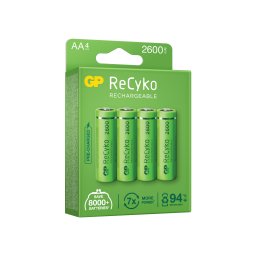 Baterii reincarcabile GP ReCyko AA 2600mAh (R6), ambalaj reciclabil 4pcs