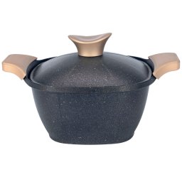 Oala Neoklein SCS20-Black, cu capac, 20 cm, 2.7 L, aluminiu turnat, invelis anti-aderent, Negru