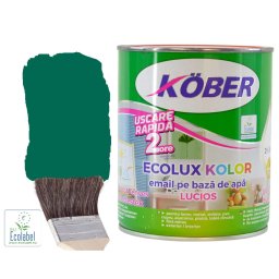 Vopsea pe baza de apa Ecolux Kolor Lucios Verde Turcoaz RAL 6016 10 l Kober,