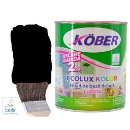 Vopsea pe baza de apa Ecolux Kolor Lucios Negru 10 l Kober,